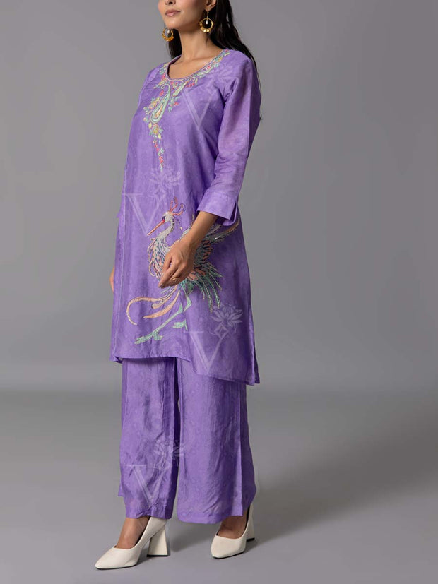 purple  Vasansi Silk Kurta And Pant Set