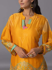 Yellow  Vasansi Silk Kurta And Pant Set