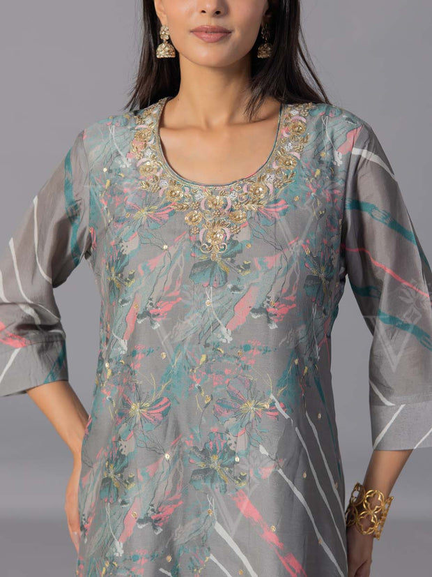 Grey Vasansi Silk Kurta And Pant Set