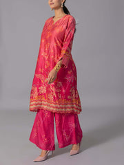Red  Vasansi Silk Kurta And Pant Set