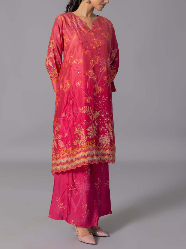 Red  Vasansi Silk Kurta And Pant Set