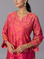 Red  Vasansi Silk Kurta And Pant Set