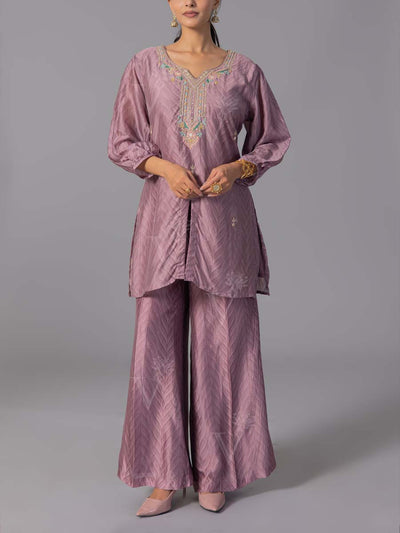 Onion Pink Vasansi Silk Kurta And Pant Set