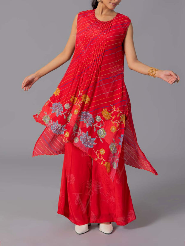 Red Crepe Silk Co-Ord Set