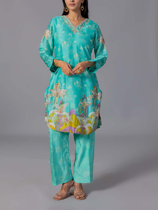 Sky Blue Vasansi Silk Co-Ord Set