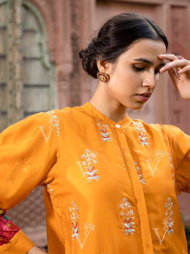 Yellow Vasansi Silk Embroidered Co Ord Set