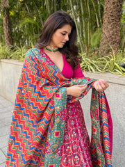 Rani Patola Vasansi Silk Embroidered Printed Lehenga Set