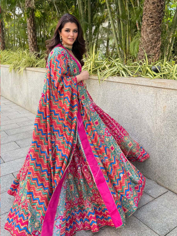 Rani Patola Vasansi Silk Embroidered Printed Lehenga Set