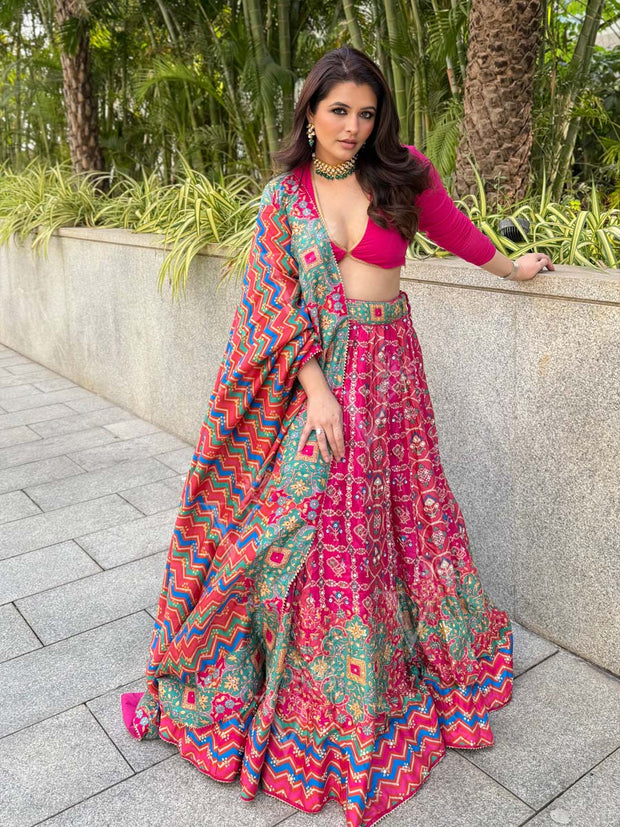 Rani Patola Vasansi Silk Embroidered Printed Lehenga Set