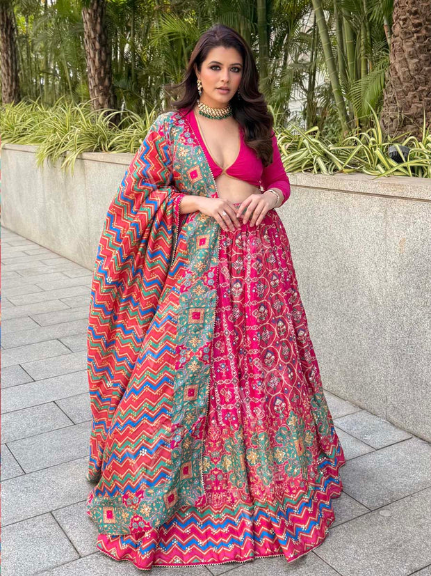 Rani Patola Vasansi Silk Embroidered Printed Lehenga Set