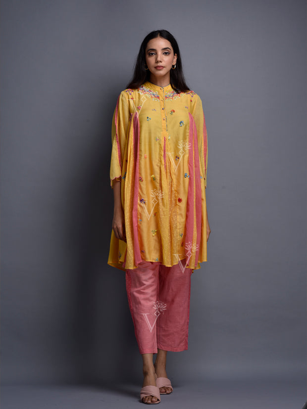 Yellow and Pink Cotton Co Ord Set