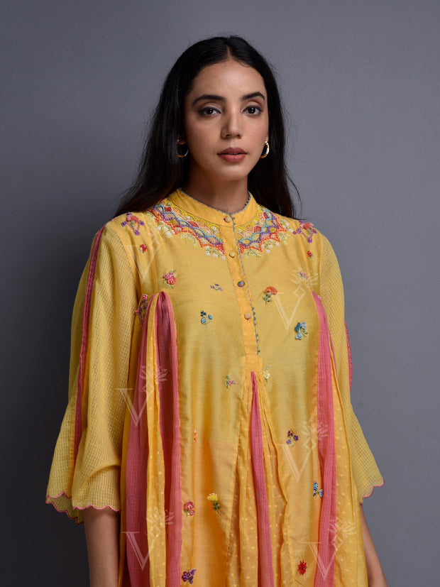 Yellow and Pink Cotton Co Ord Set