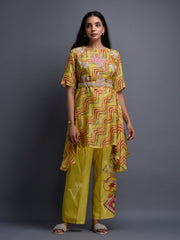 Yellow Vasansi Silk Leheriya Co Ord Set