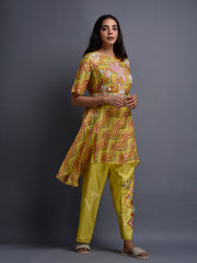 Yellow Vasansi Silk Leheriya Co Ord Set
