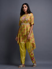 Yellow Vasansi Silk Leheriya Co Ord Set