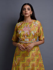 Yellow Vasansi Silk Leheriya Co Ord Set