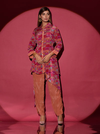 Brown Vasansi Silk Printed Co Ord Set