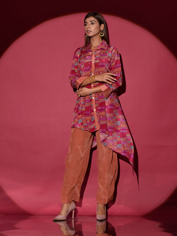 Brown Vasansi Silk Printed Co Ord Set