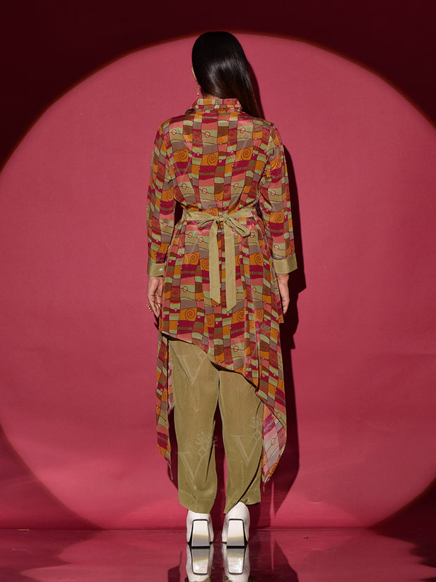 Olive Green Vasansi Silk Co Ord Set