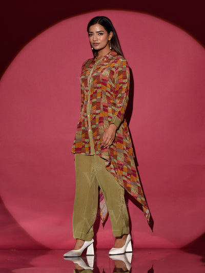 Olive Green Vasansi Silk Co Ord Set