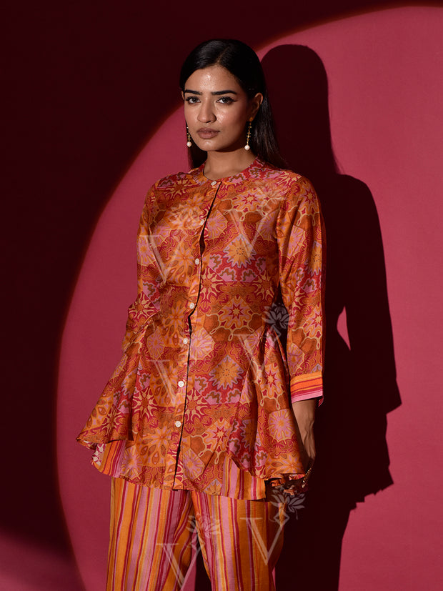 Mustard Vasansi Silk Printed Co Ord Set