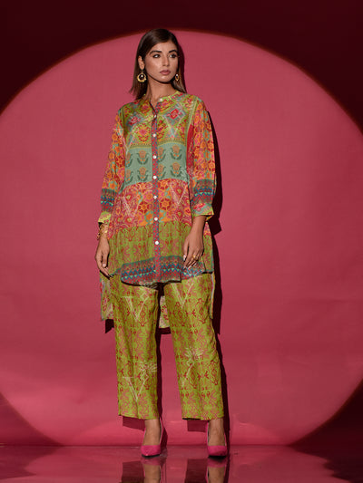 Green Vasansi Silk Printed Co Ord Set
