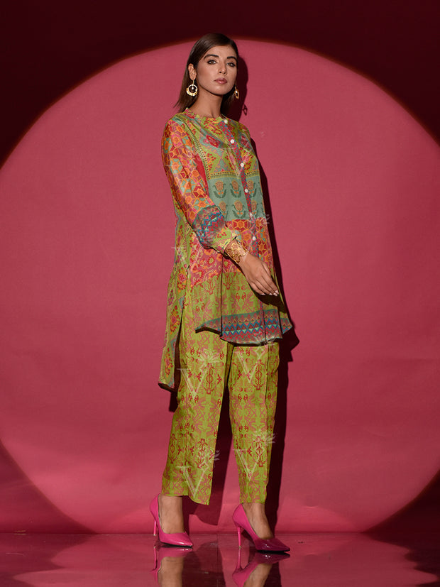Green Vasansi Silk Printed Co Ord Set