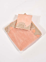 Peach and Pink Tissue Saree