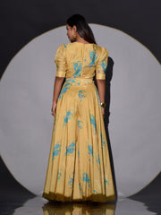 Yellow Vasansi Silk Floral Printed Jumpsuit