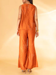 Rust Organza Jacket and Pant Set