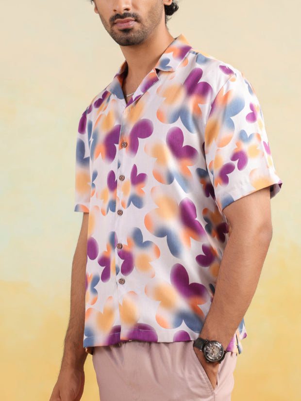 Tropical Bloom Relaxed Fit Cuban Collar Shirt