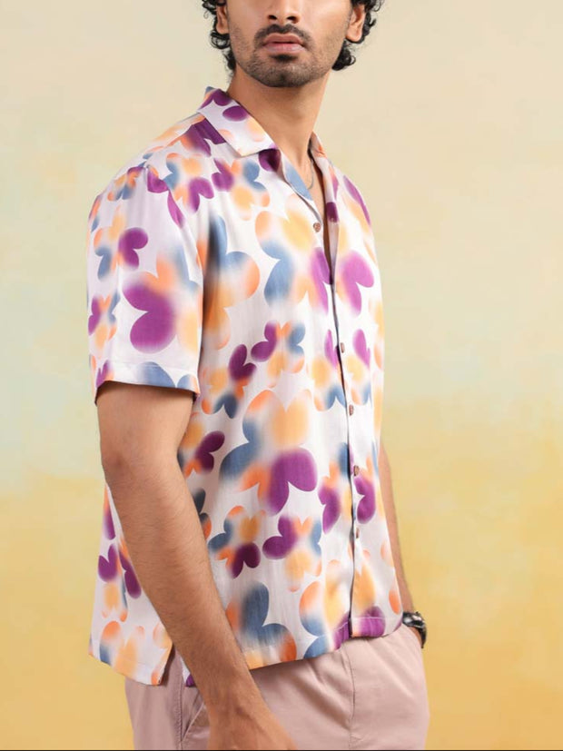 Tropical Bloom Relaxed Fit Cuban Collar Shirt