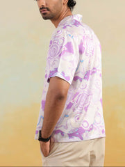 Moon Swirl Relaxed Fit Cuban Collar Shirt