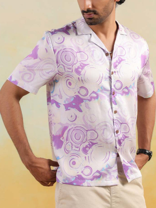 Moon Swirl Relaxed Fit Cuban Collar Shirt