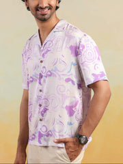 Moon Swirl Relaxed Fit Cuban Collar Shirt