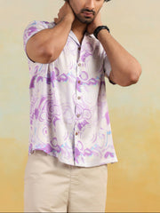 Moon Swirl Relaxed Fit Cuban Collar Shirt
