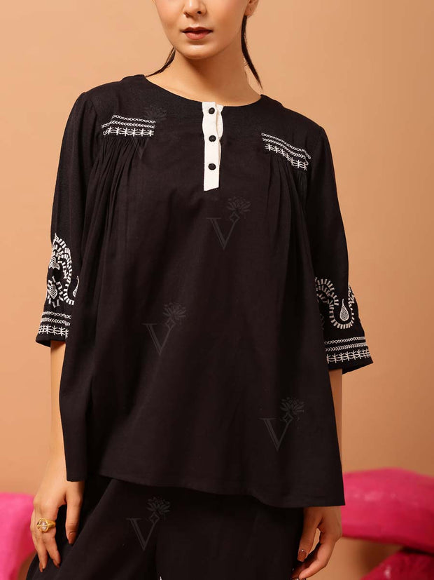 Black Cotton Co Ord Set