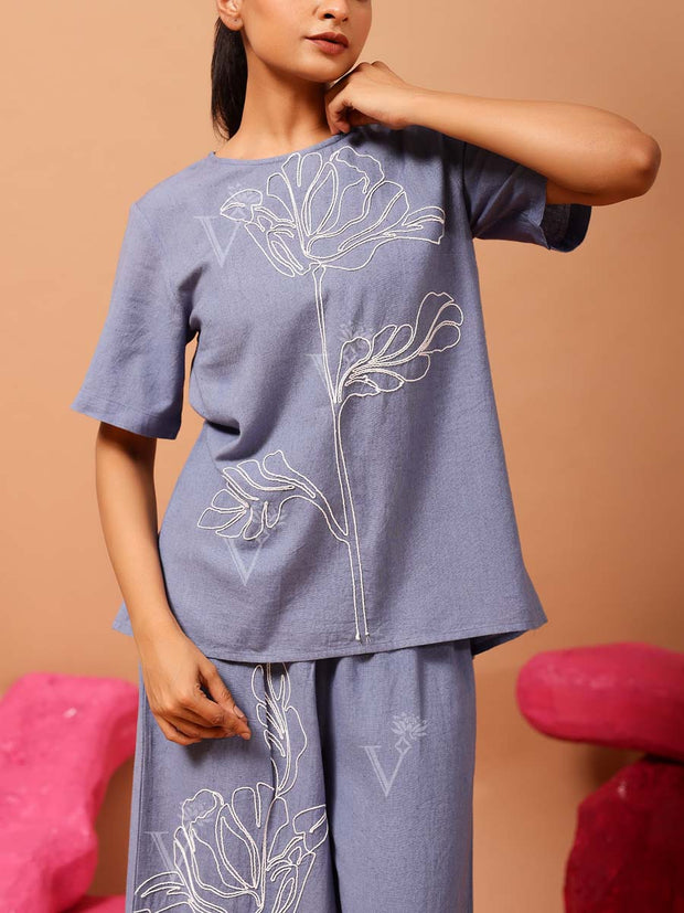 Blue Grey Cotton Co Ord set