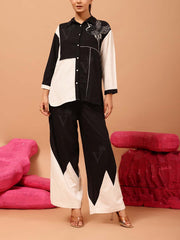 Black Rayon Cotton Co Ord Set