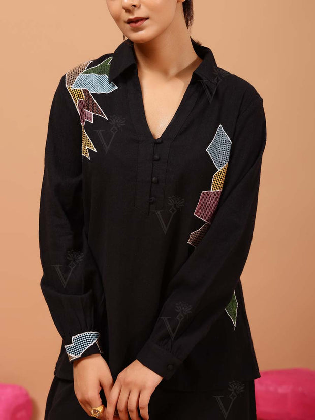 Black Cotton Co Ord Set