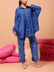 Blue Vasansi Silk Leheriya Co Ord Set