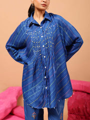 Blue Vasansi Silk Leheriya Co Ord Set