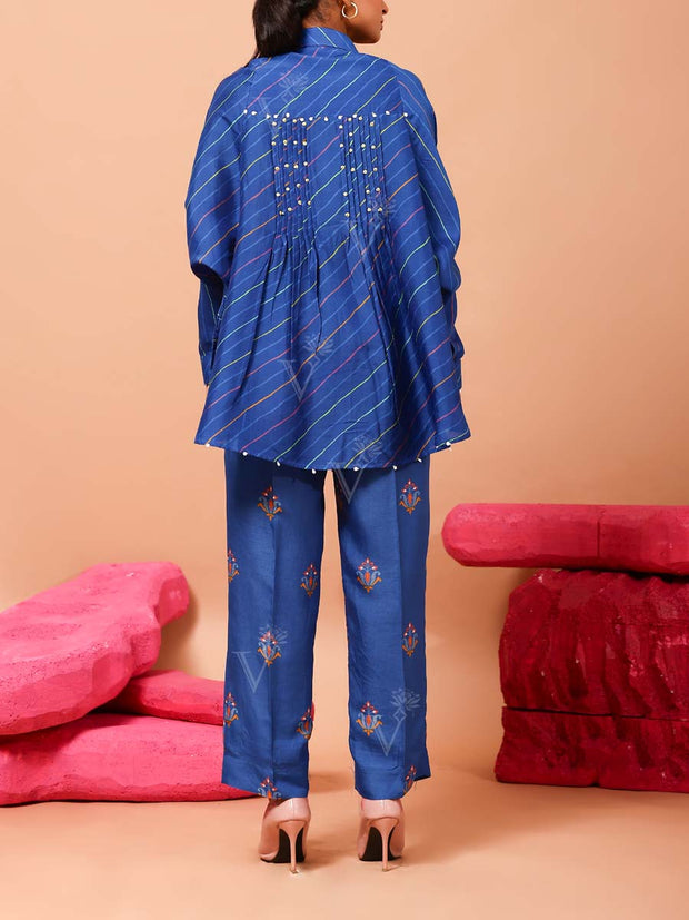 Blue Vasansi Silk Leheriya Co Ord Set