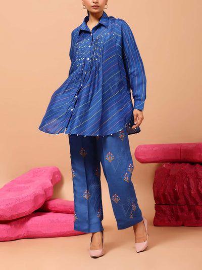 DD28, MTO, U2, Blue , Vasansi Silk , Leheriya , Co Ord Set , leheriya Co Ord set , rakhiedit