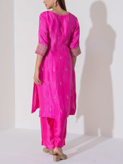 Pink Organza Embroidered Suit Set