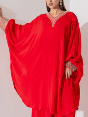 Red Embroidered Sharara Set