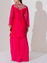 Pink Organza Sharara Set
