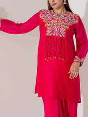 Pink Organza Sharara Set