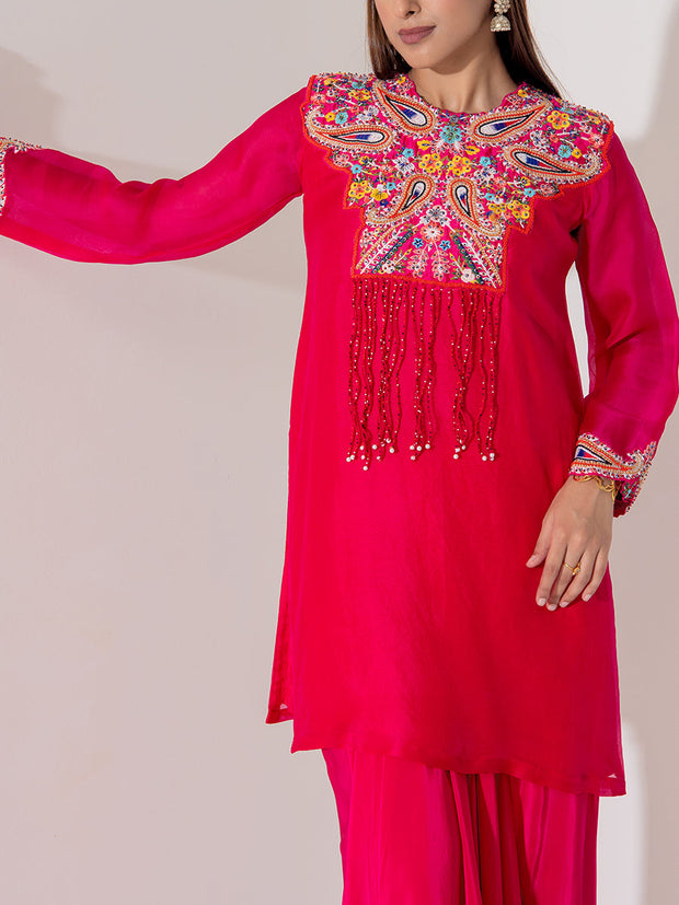Pink Organza Sharara Set
