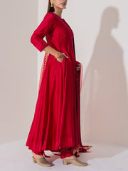 Maroon Chanderi Silk Suit Set